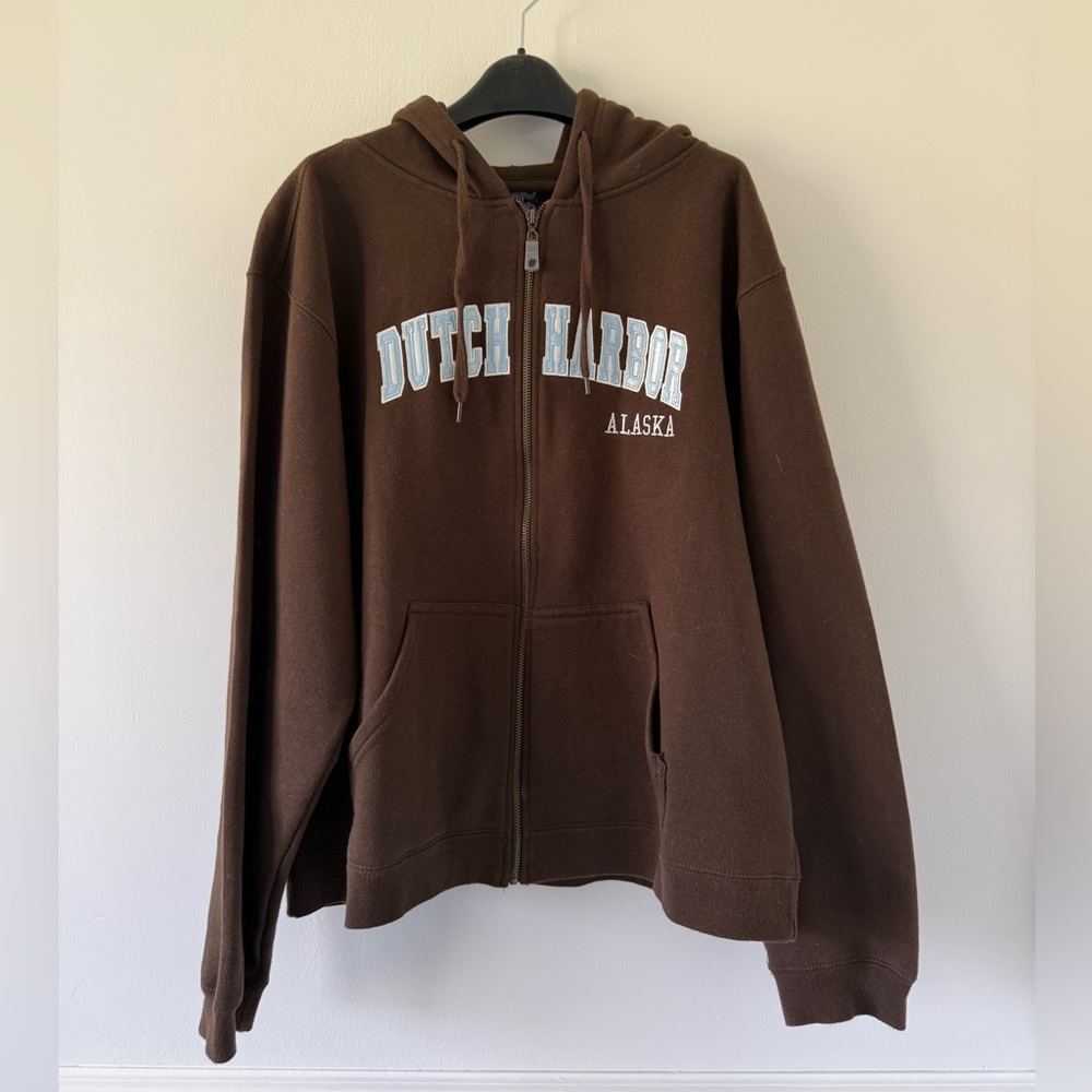 Dutch HarborAlaska Deadliest Catch Brown Full Zip Hoodie XL